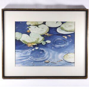 1975 Leighton Davis original watercolour painting of water lilies / The water